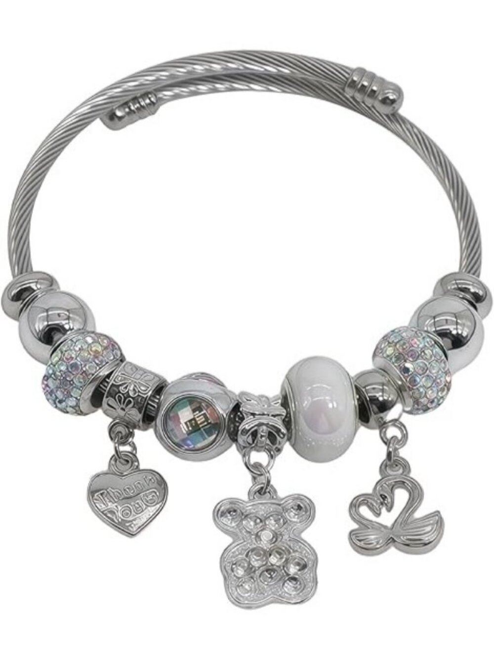 Pearl Bear Charm Bracelets Exquisite Cute Cartoon Friendship Silver Bracelet